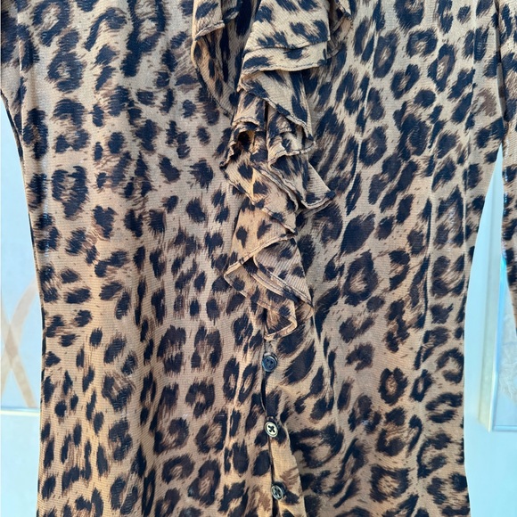 INC International Concepts Animal Print Ruffle Blouse - Picture 3 of 5